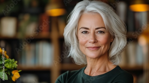Wallpaper Mural Woman with short gray hair is smiling and posing for a picture Torontodigital.ca