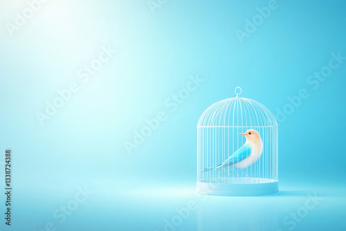 Pastel Birdcage Symbolizing Stockholm Syndrome Dreamy Setting High-Fidelity Image Serene Atmosphere Captivating Concept