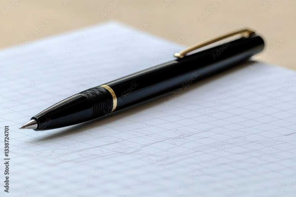 Black Pen on Graph Paper Ready for Writing Black Pen on Graph Paper Ready for Writing