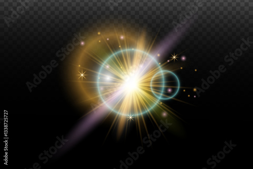 Wallpaper Mural Light flash effect with flares and glow on a transparent background. Magical glow, shining light, star, optical flares for design, photomontage, New Year, and festive projects. Torontodigital.ca
