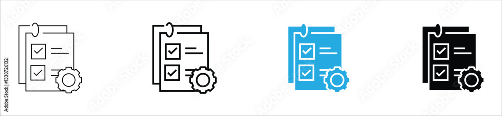 task checklist list icon to do clipboard with gear vector design business goal progress management document symbol illustration. stock vector. eps 10.