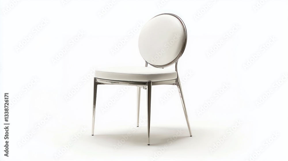 Fototapeta premium Modern white dining chair, studio shot, product photography, for interior design, home decor