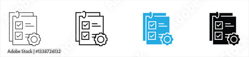 task checklist list icon to do clipboard with gear vector design business goal progress management document symbol illustration. stock vector. eps 10.