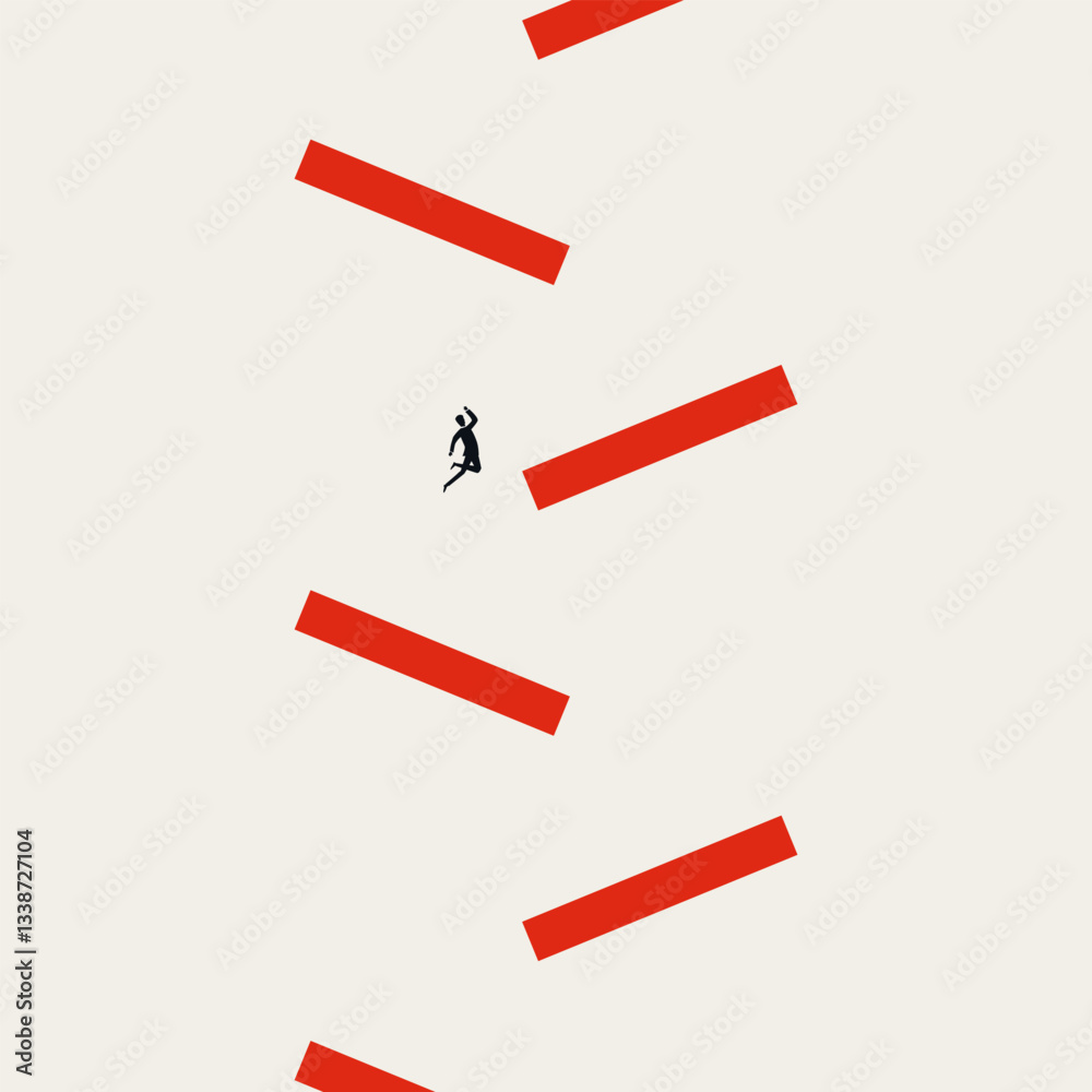 Businessman climbs corporate ladder vector concept. Symbol of ambition, success, growth. Minimal design eps10 illustration. Businessman climbs corporate ladder vector concept. Symbol of ambition, success, growth. Minimal design eps10 illustration.