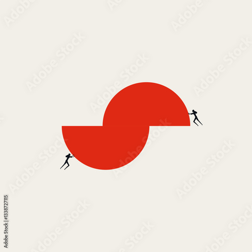 Business and work life balance vector concept. Symbol of harmony, decision, choice, challenge. Minimal design eps10 illustration.