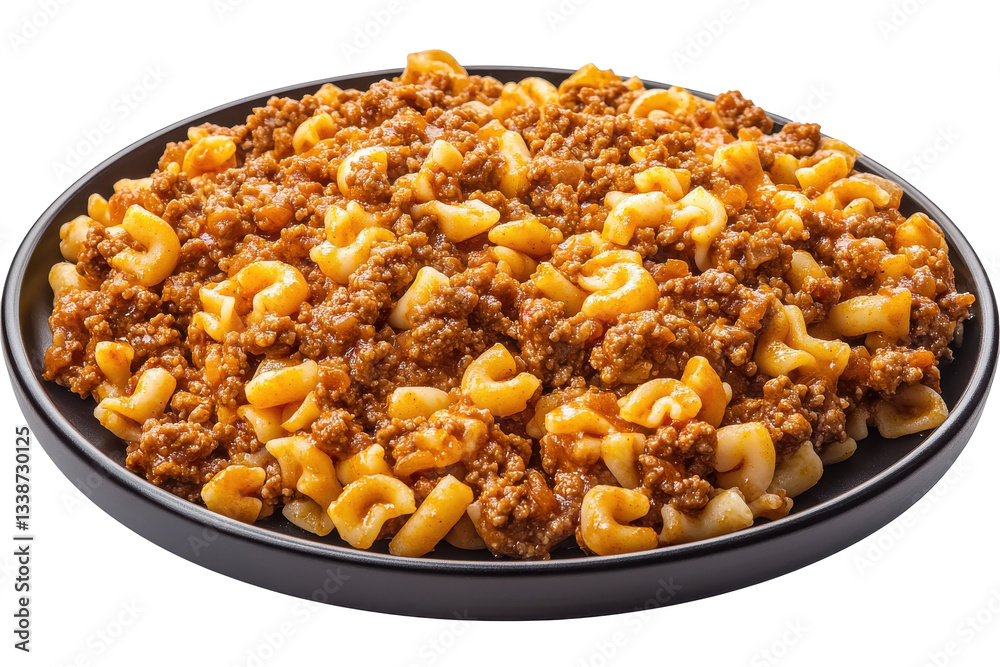 Delicious plate of pasta with meat sauce on a table Delicious plate of pasta with meat sauce on a table