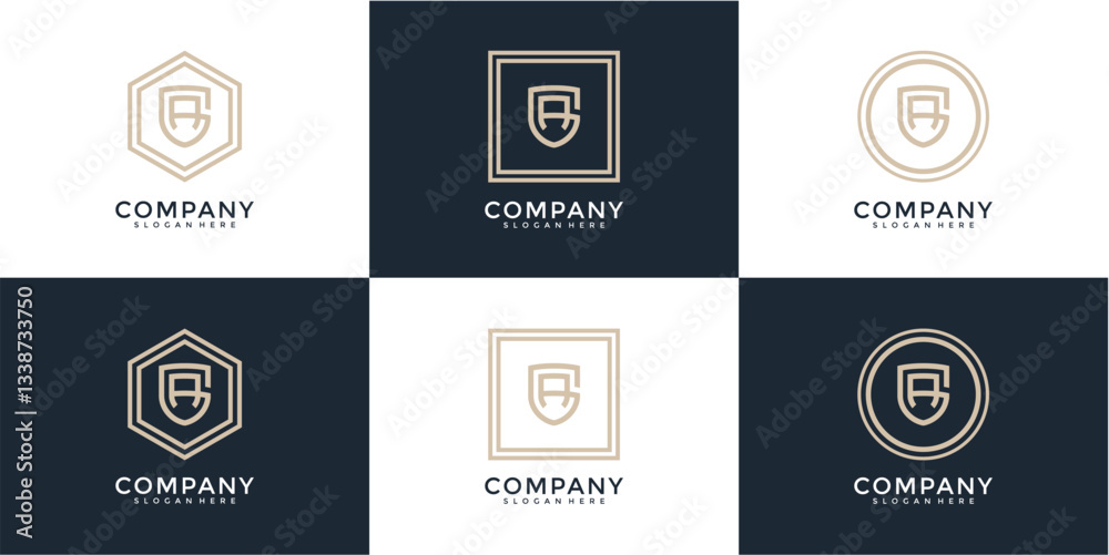 Beige and Dark Logos with Monogram Letter A Beige and Dark Logos with Monogram Letter A