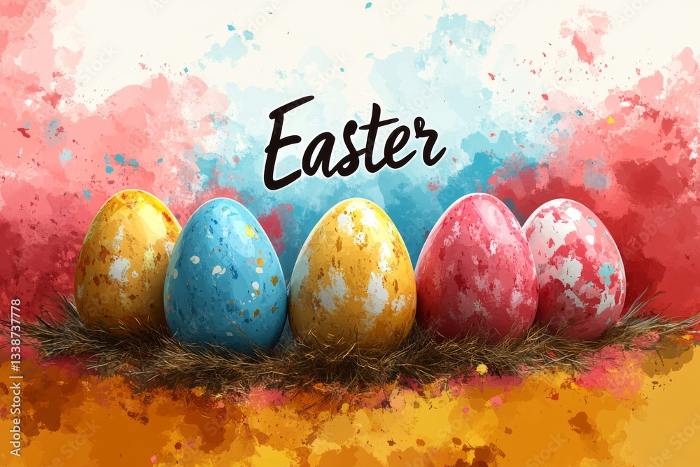 Vivid Easter Eggs With Artistic Splashes
