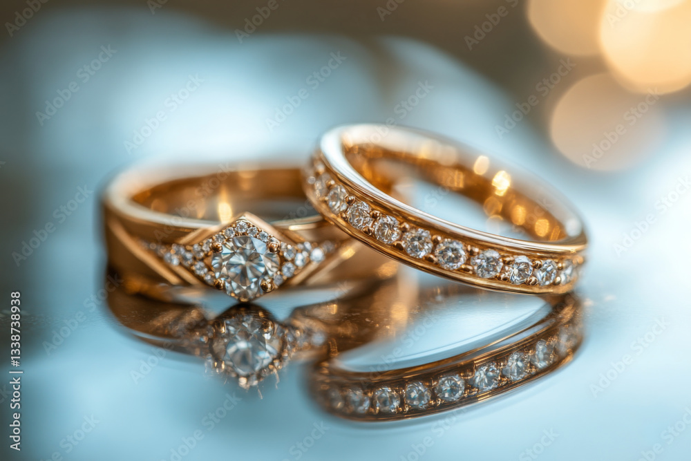 Golden Wedding Rings With Sparkle