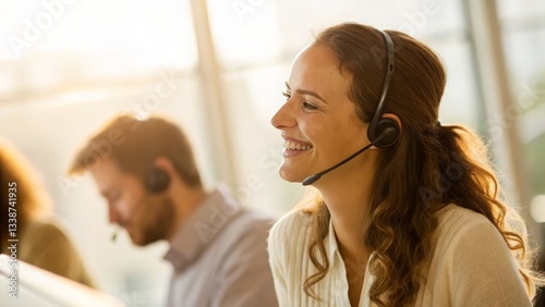 business people working in a call center photo