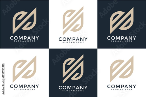 Beige Logo Design Variations On Dark Backgrounds