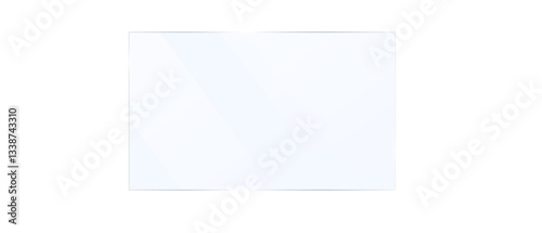 Transparent Glass plate background. Realistic screen glass, window effect with flare, clear glass showcase, glossy plastic glare frame, acrylic with glares and light, plexiglas, 3d.