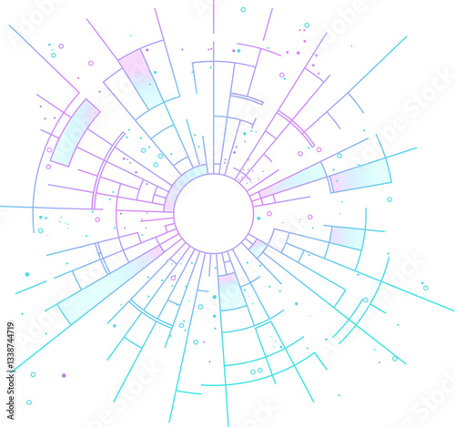 Circular pattern representing technology or data connections for digital, tech, or futuristic presentation backgrounds