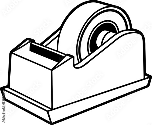 simple desktop tape dispenser illustration office supply tool for adhesive tape dispensing.