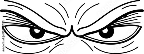 furious eyes, intense expression angry gaze, fierce look depicting emotion and intensity in black and white sketch.