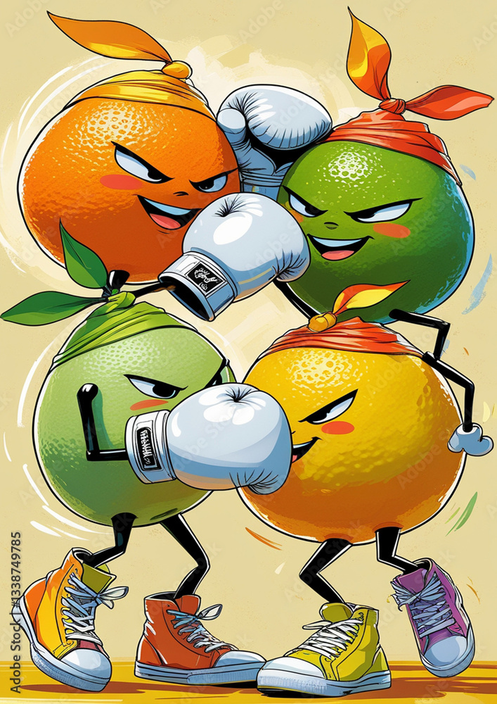 cartoon citrus fruits