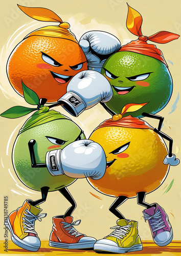 Obraz na płótnie cartoon citrus fruits w salonie