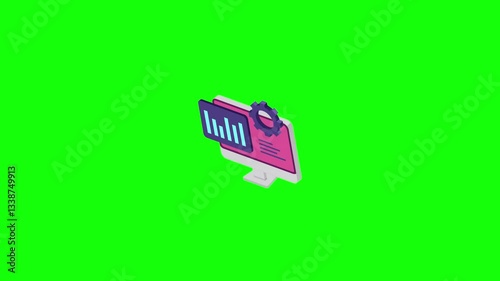 Market Analytics isometric digital marketing icon green screen video