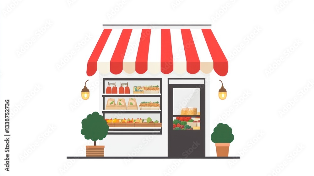 Simple grocery store storefront, flat design Simple grocery store storefront, flat design
