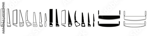 Saw icon vector set. Sawmill illustration sign collection. Wood processing symbol or logo.