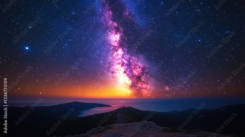 Fototapeta premium Milky Way Galaxy Over Majestic Mountain Landscape