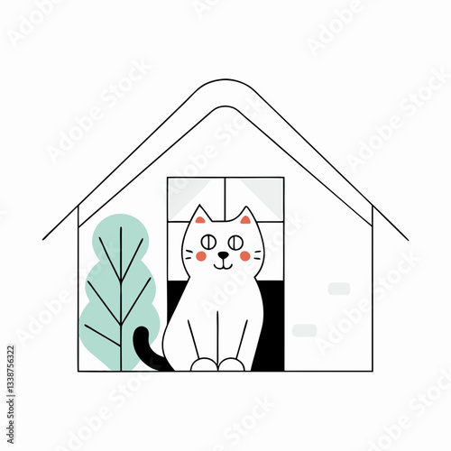 cat with a house