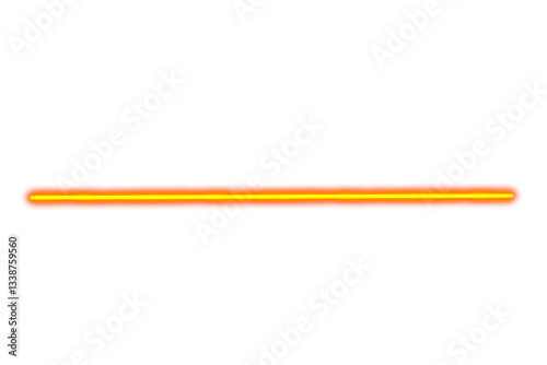 Neon line in orange color with glowing effect on transparent background PNG.