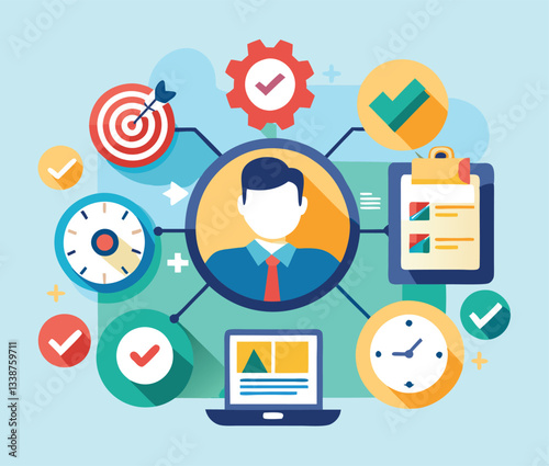 Wallpaper Mural A colorful illustration of an intricate flowchart with various icons and symbols representing business processes project management and workflow Torontodigital.ca