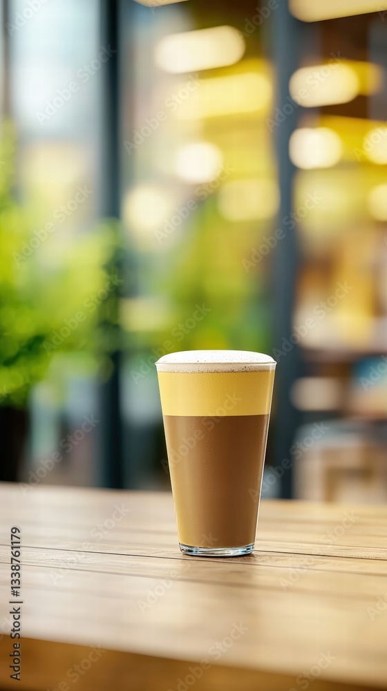 A cozy coffee cup resting on a wooden table inviting you to enjoy a warm beverage experience A cozy coffee cup resting on a wooden table inviting you to enjoy a warm beverage experience