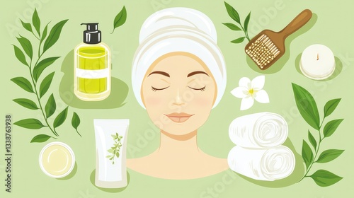 A spa icon with various elements like a facial, massage, and oils.