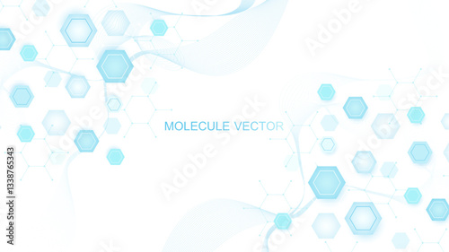 Health care abstract background with hexagons, lines and dots. Medical innovation banner template concept. Biology and pharmaceutical technology background. Vector illustration.