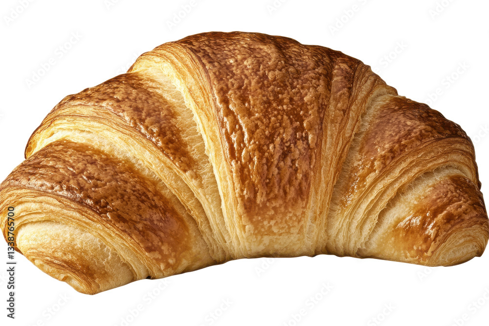 Freshly baked croissant with golden layers on display Freshly baked croissant with golden layers on display