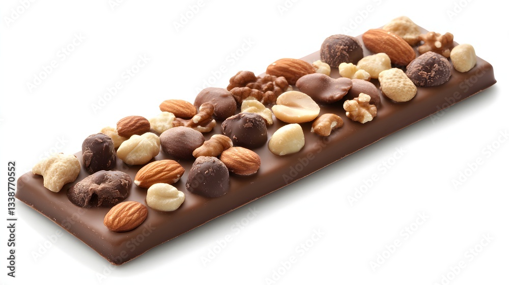 Milk Chocolate Bar Topped With Nuts And Candies Milk Chocolate Bar Topped With Nuts And Candies