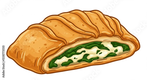 Delicious Spinach and Cheese Pastry Baked Goods Food Illustration