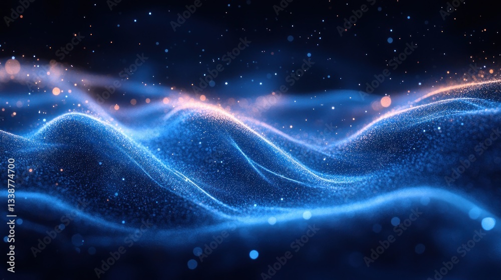 Abstract Blue Wave Particle Background Digital Art Abstract Blue Wave Particle Background Digital Art