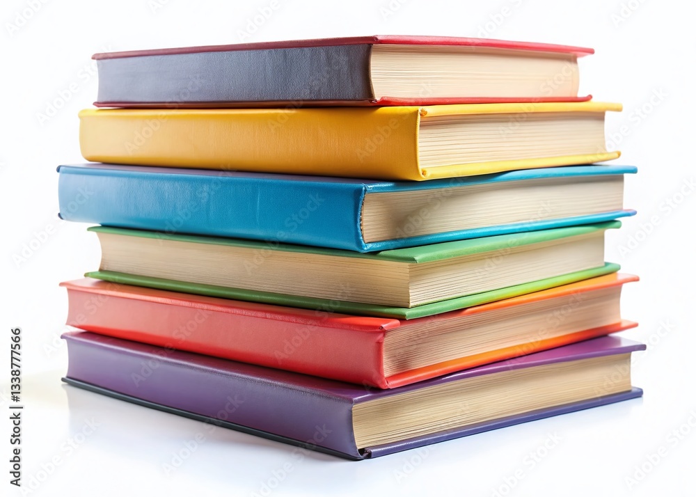 Stack of New Books Isolated on White Background - Perfect for Education, Literature, and Reading Concepts Stack of New Books Isolated on White Background - Perfect for Education, Literature, and Reading Concepts