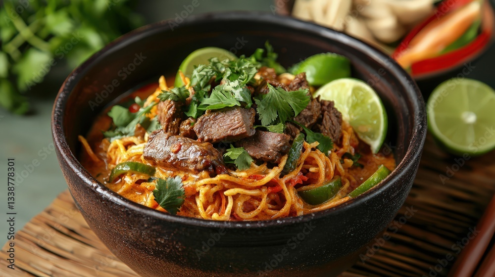 thai khao soi with crispy noodles thai khao soi with crispy noodles