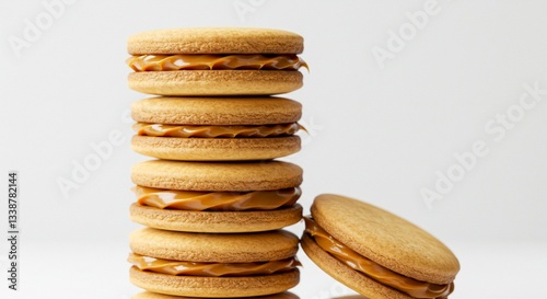 Delicious Caramel Filled Cookies Stack Sweet Treat Bakery Dessert