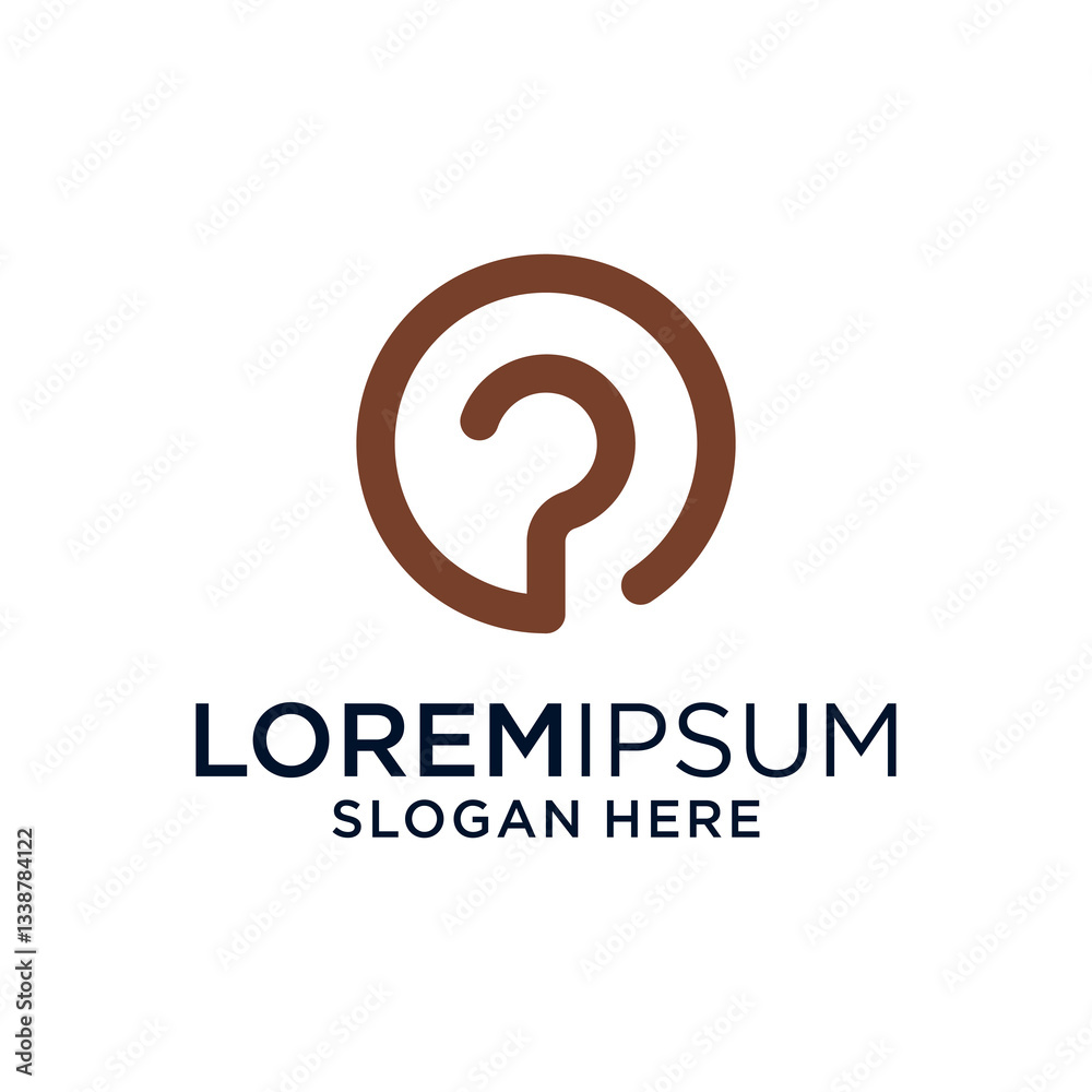 Brown Question Mark Logo in Circle on White Background Brown Question Mark Logo in Circle on White Background