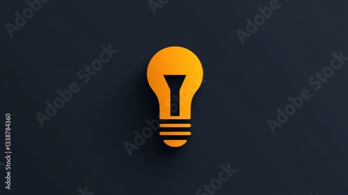 A stylized yellow light bulb icon is displayed against a dark background, symbolizing ideas, inspiration, and creative thinking in contemporary design