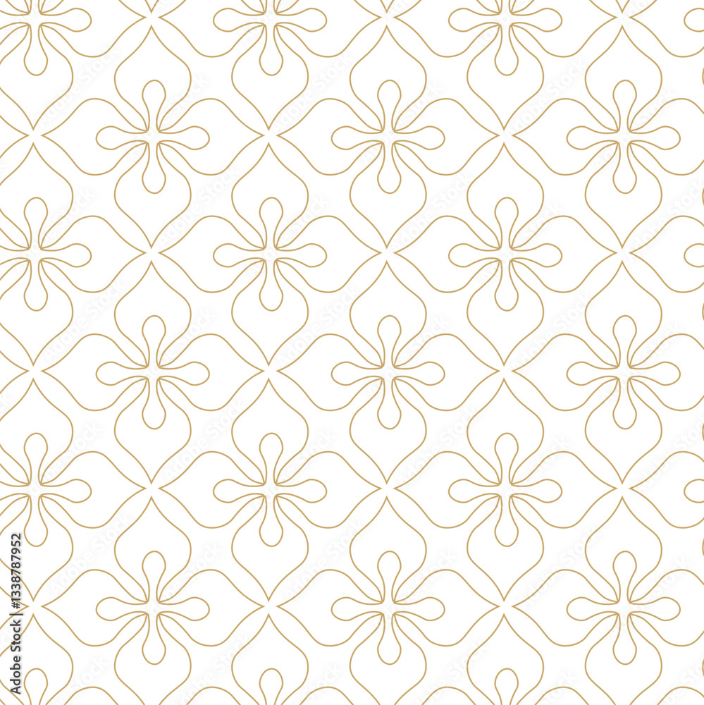 Abstract geometric pattern with squares, crosses, stripes, lines. Seamless vector background. White and gold ornament. Modern reticulated graphic design. Abstract geometric pattern with squares, crosses, stripes, lines. Seamless vector background. White and gold ornament. Modern reticulated graphic design.