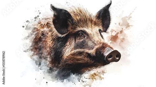 Wallpaper Mural Watercolor Portrait of a Wild Boar Head Torontodigital.ca