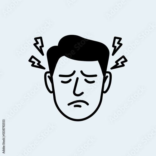 Doodle illustration portraying a man experiencing severe headache or stress