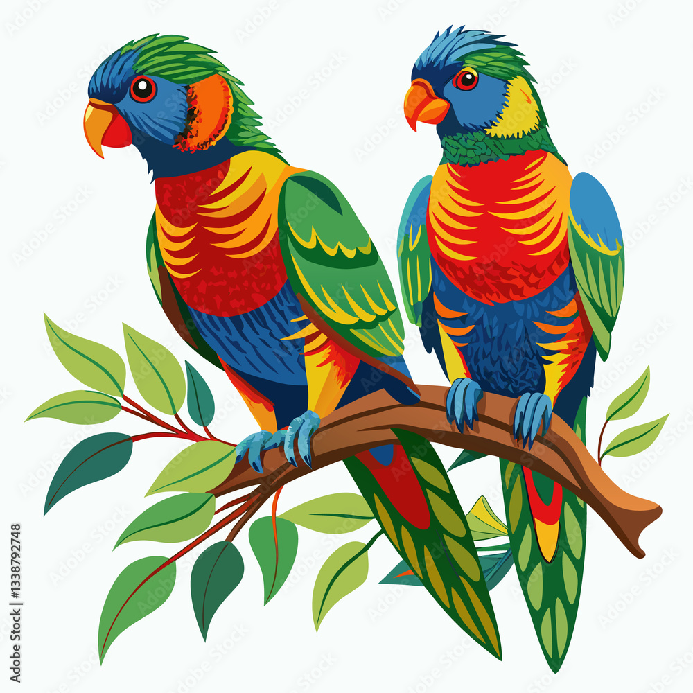 Fototapeta premium two parrots on a branch