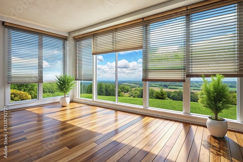Smart Home Window: Automated Blinds & Curtains for Privacy and Light Control - Panoramic View