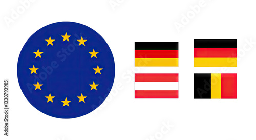 European Union and Member Country Flags on white background PNG