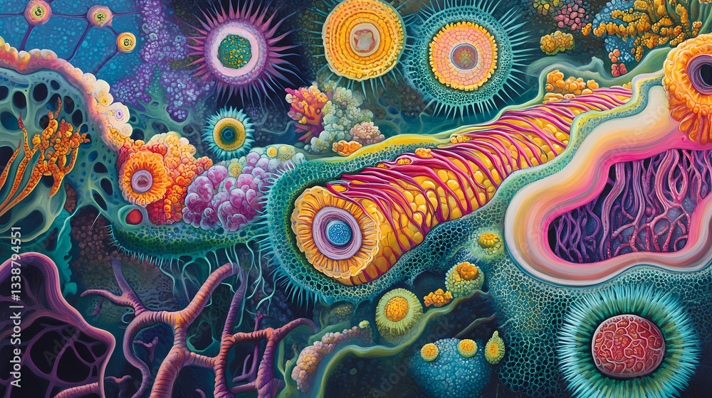 Components rough endoplasmic reticulum's role in water regulation focus on, cellular components, vibrant, overlay, plant cell interior. Fungal Pathways. Illustration Components rough endoplasmic reticulum's role in water regulation focus on, cellular components, vibrant, overlay, plant cell interior. Fungal Pathways. Illustration