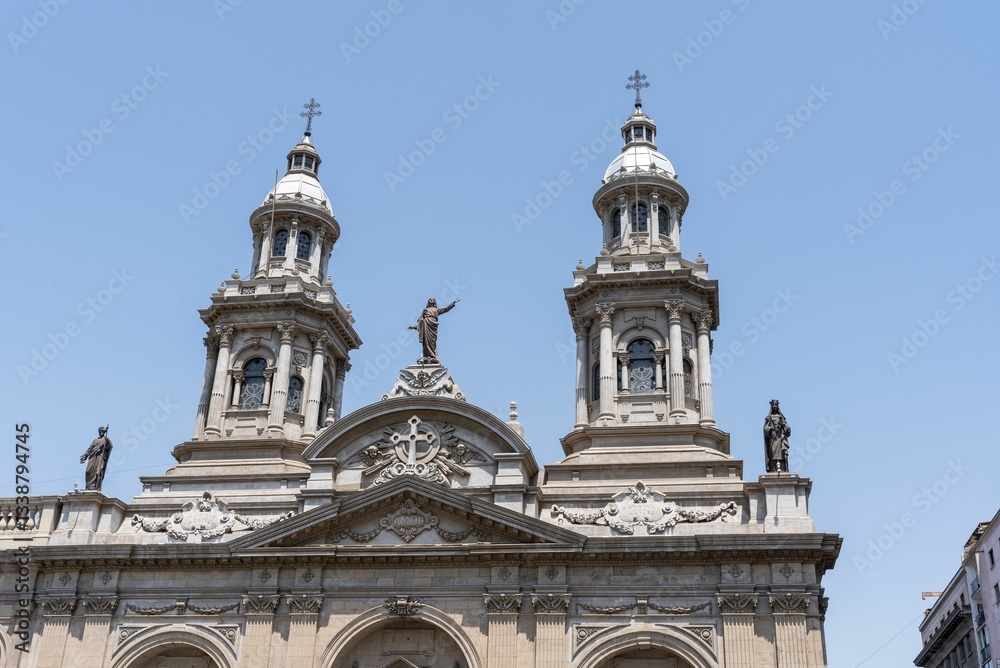 Historic cathedral with twin towers in Santiago, Chile. Historic cathedral with twin towers in Santiago, Chile.
