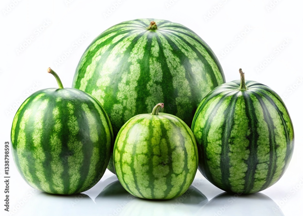Silhouette of Ripe Green Watermelons on White Background - Stock Photo Silhouette of Ripe Green Watermelons on White Background - Stock Photo