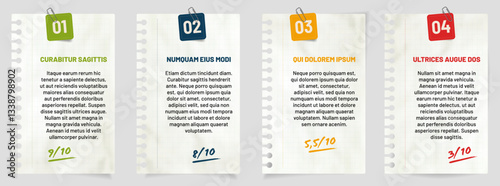 Colorful Note Papers with Ratings and Labels